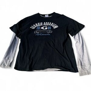 VTG 2005 Georgia Aquarium Layered Long Sleeve Tee - Size M - Y2K Souvenir